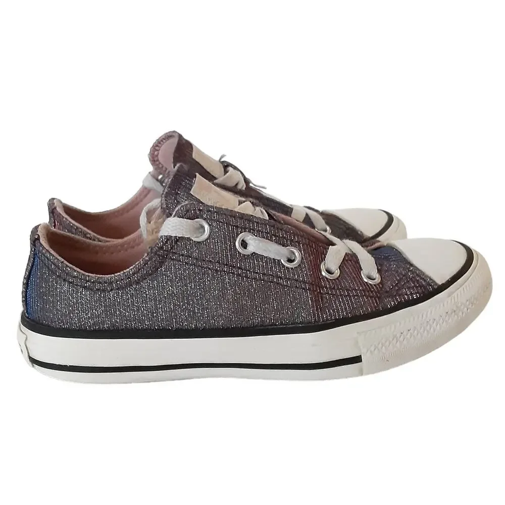 Converse Chuck Taylor All Star Ox Low Top Sneakers Kids Shimmer Purple Girl 13.5